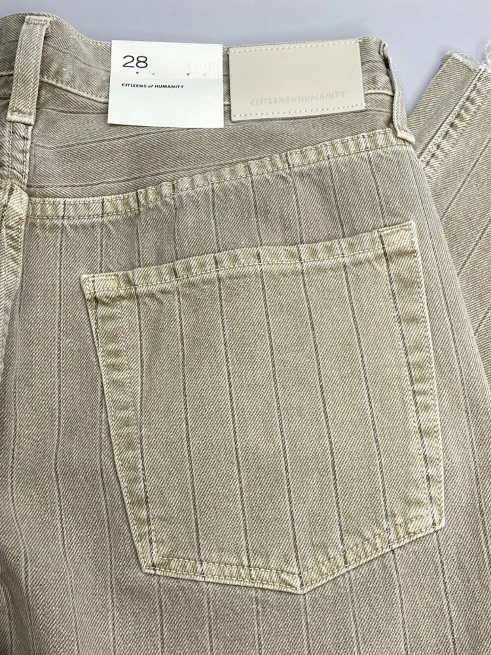 Citizens Of Humanity Womens Jean Neutral Beige Size 28 Ayla Raw Hem Crop Striped - Picture 2 of 15